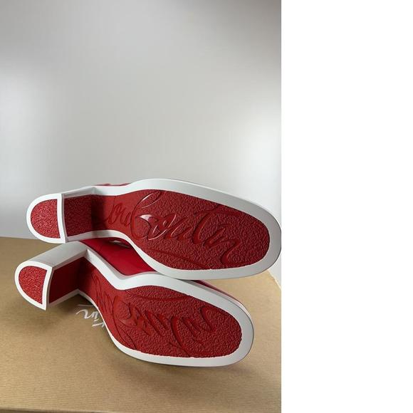 70mm Loubirain Loubi Red Rain Boots Rubber Heeled Bootie E597 - Picture 7 of 11